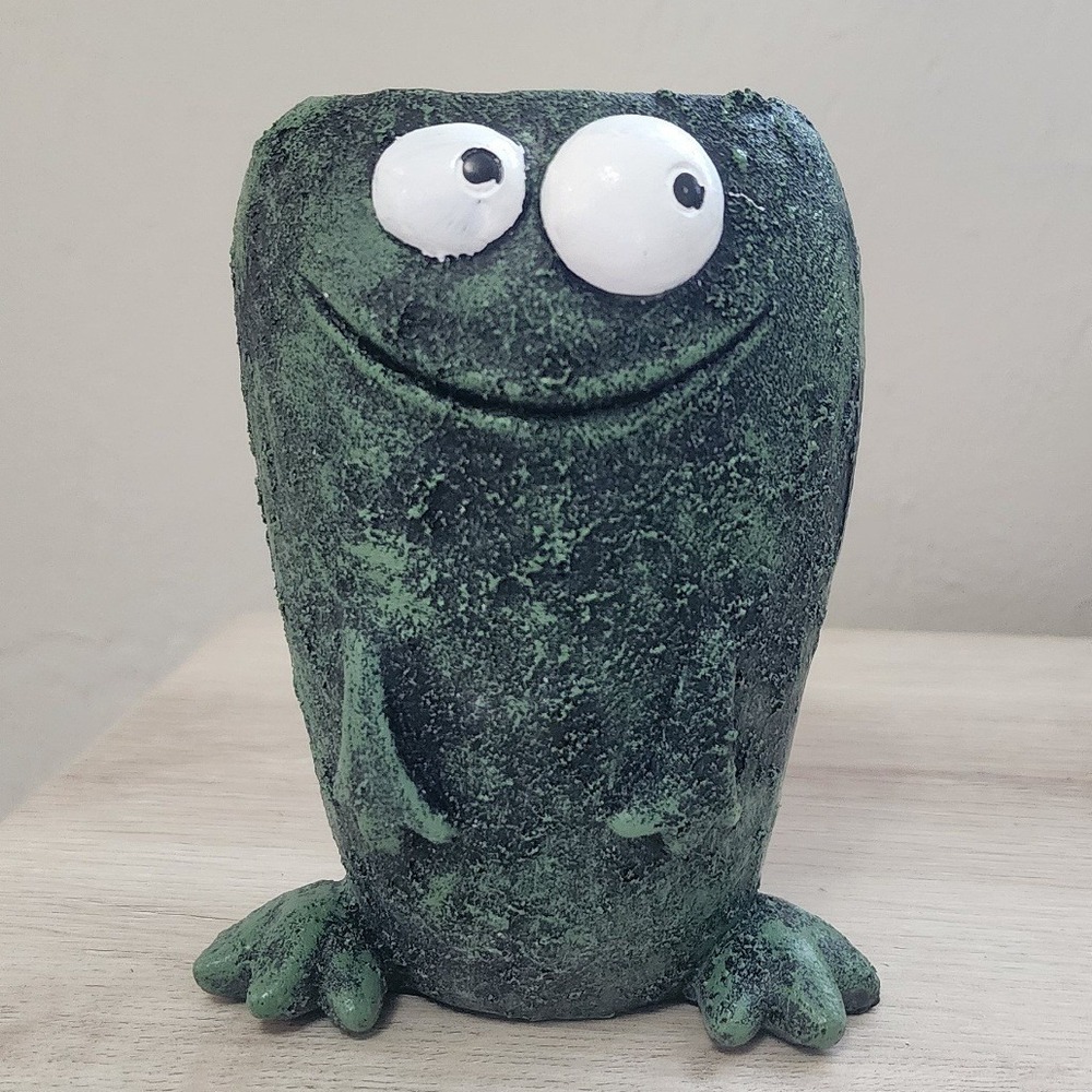 Funny Frog Planter Pot Green Textured Succulent Flower Pot 5 Inch Drainage Hole